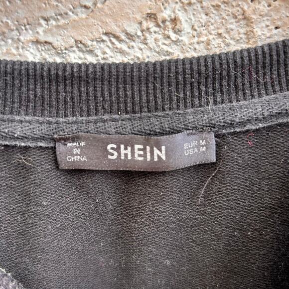 Shein Colorblock Sweatshirt Black Pink White Size Medium - Picture 3 of 3